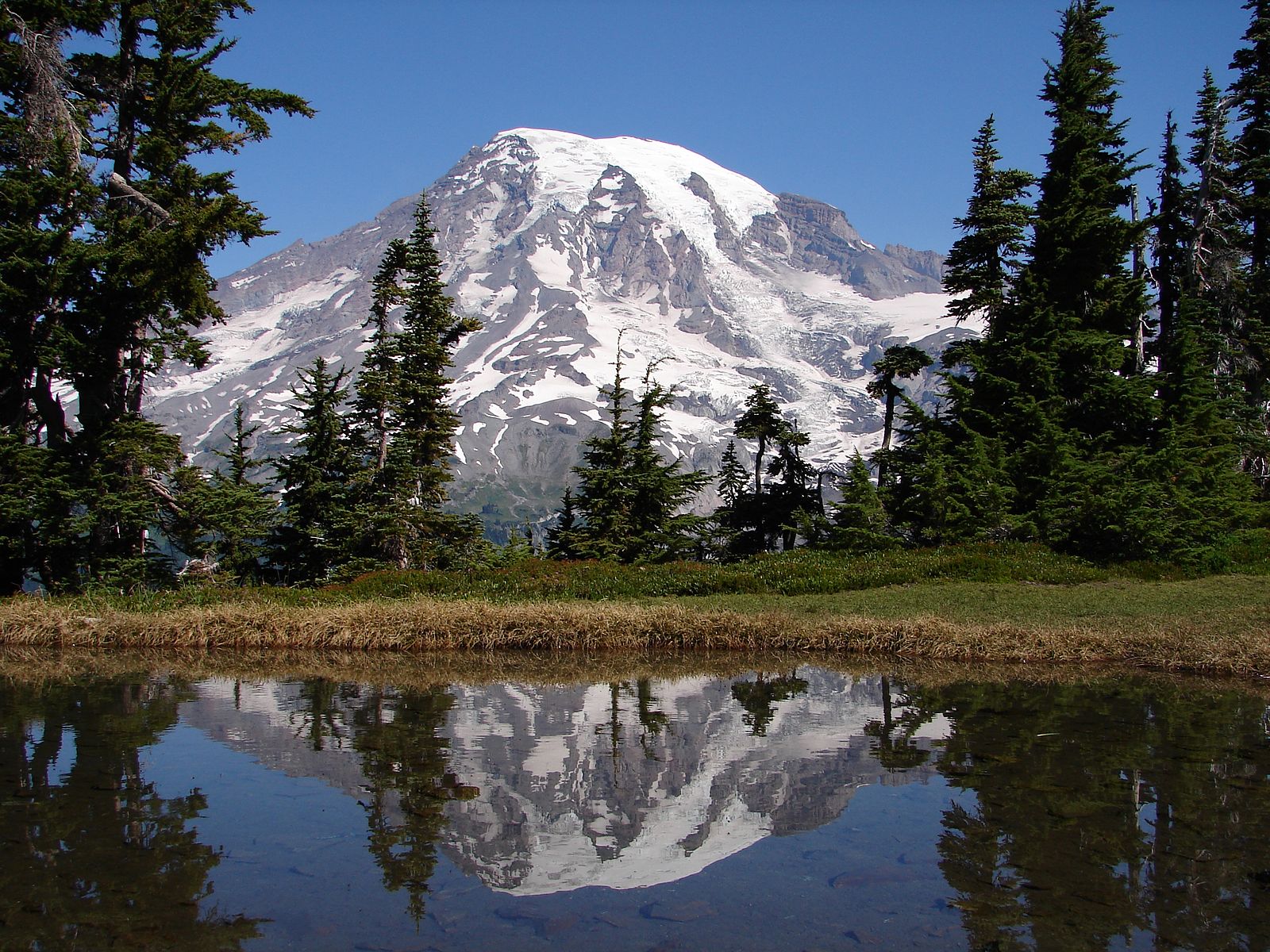 Mount Rainier and lake reflection